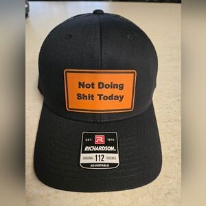 Richardson Black Trucker Hat with Leather Patch